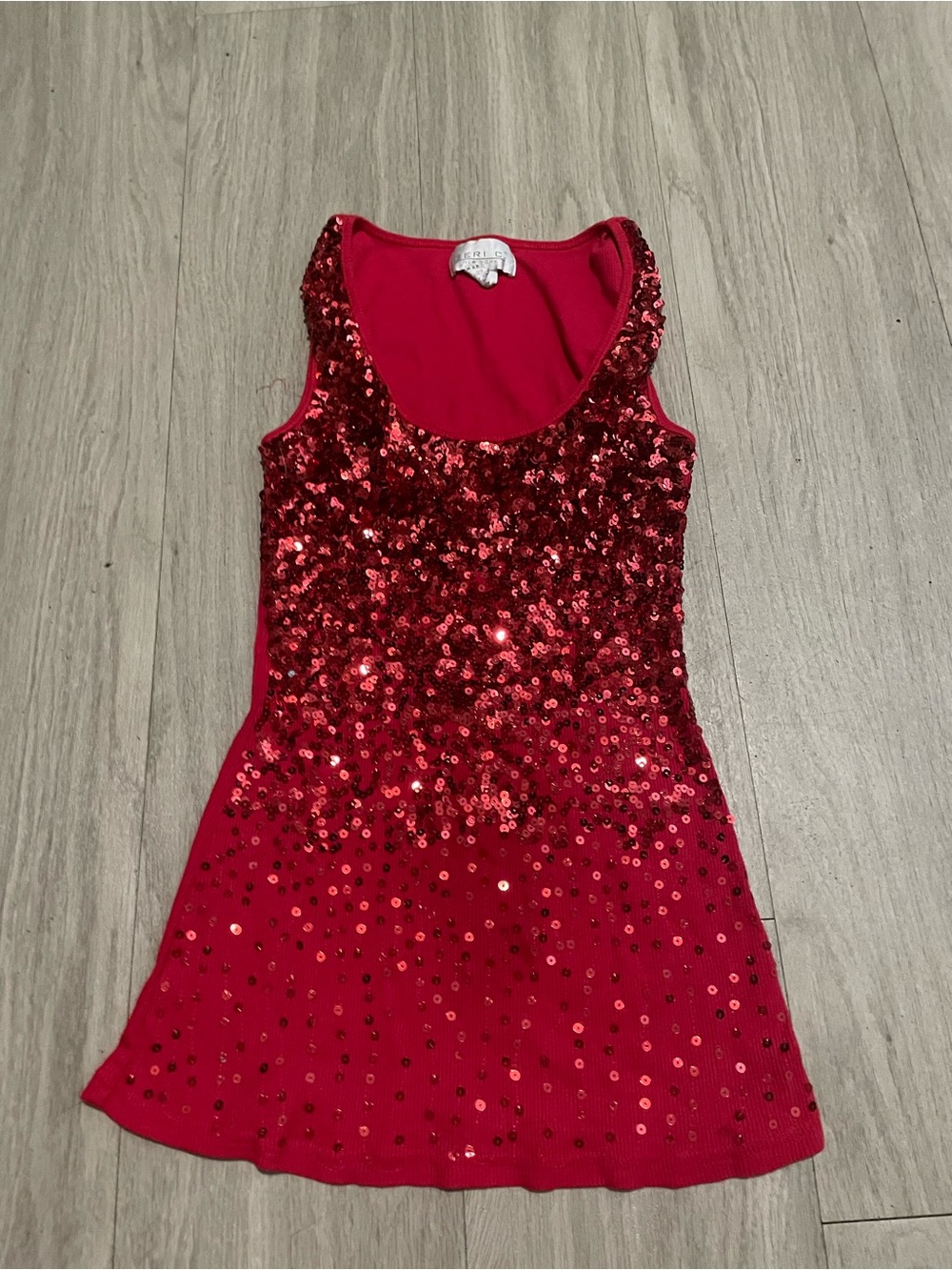 Red Sequin Tank Top - Sparkle Sleeveless Knit
